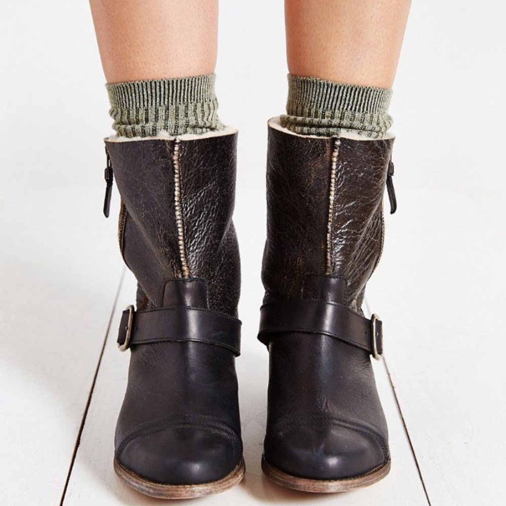 UGG Koolaburra ‘Duarte’ Shearling Leather/Suede Buckle Motorcycle Boot